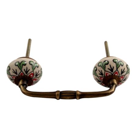 Red Leaf Flower Ceramic Bridge Handle